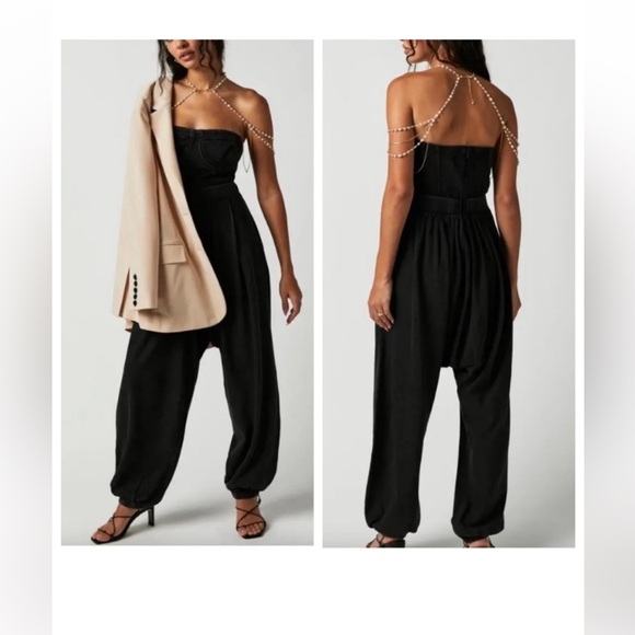 NWOT Free People Zoey Harem Corset Jumpsuit - Picture 4 of 15